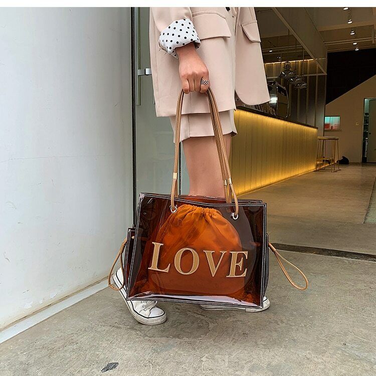 Bag Transparent Jelly Large Tote Pvc Clear Handbag Women Shoulder Capacity Beach