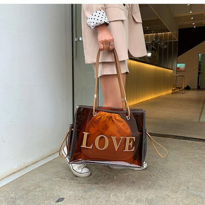 Bag Transparent Jelly Large Tote Pvc Clear Handbag Women Shoulder Capacity Beach