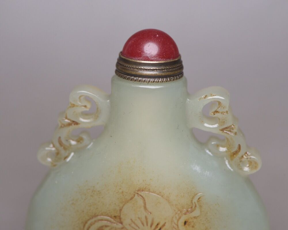 Vintage Chinese Antique Hetian Jade Carved Figure Story Statue Nice Snuff Bottle