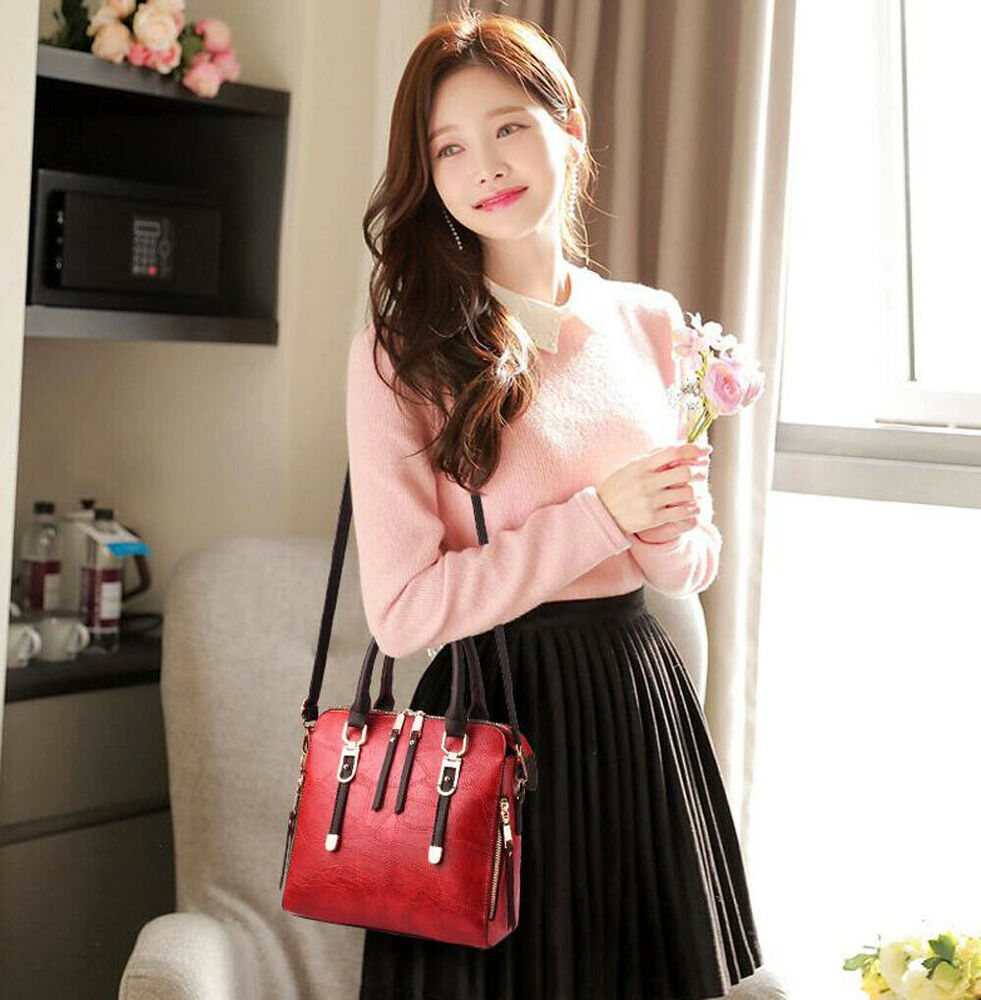 Women's PU Leather Handbags Crossbody Bag Tote Messenger Ladies Shoulder Purse