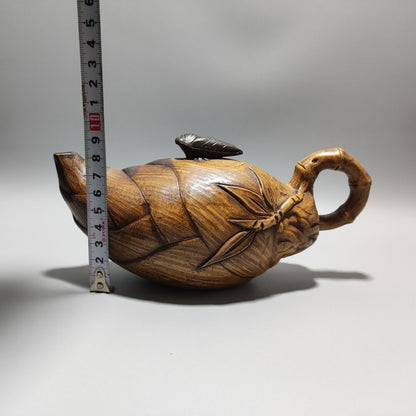 Vintage Chinese Yixing Purple Clay Teapot Zisha Ceremony Ceramic Bamboo Teaware