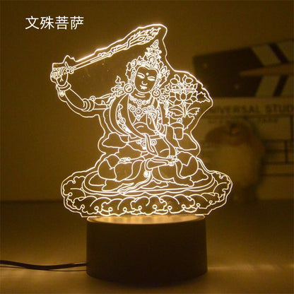 LED Night Light USB Buddha Lamp Shurangama Mantra Heart Sutra Attract Wealth