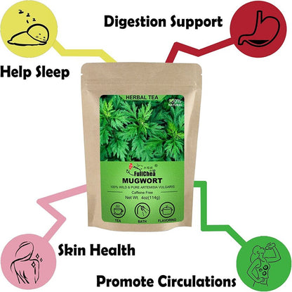 2023 FullChea Dried Mugwort Natural Herb 114g - Superior Dried Mugwort Tea