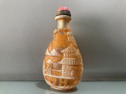collections peking chinese glass snuff bottle carved statue antique carving men