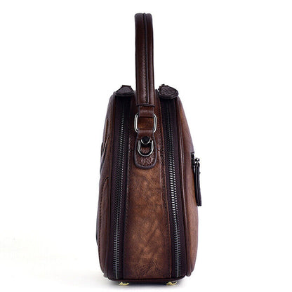 100% Genuine Leather Women's Handbags Retro Deer Embossed Sling Shoulder Bag