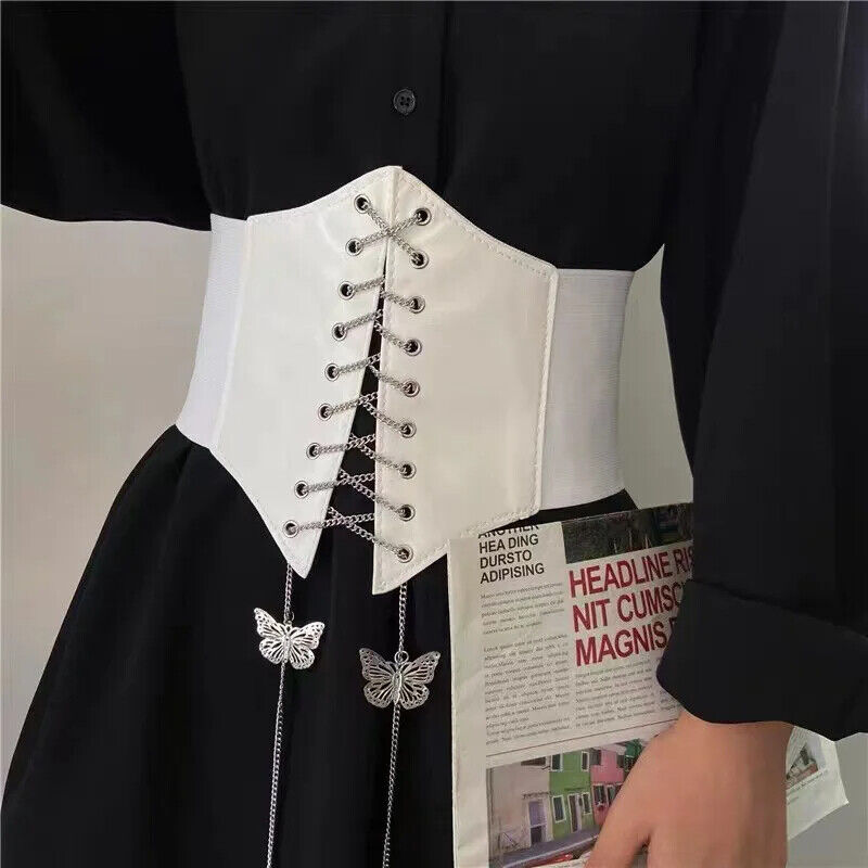 Women Corset Belt PU Leather Fashion Slimming Cummerbund Gothic Waistband Girdle