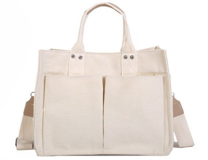 Casual Canvas Large Handbag Wide Strap Shoulder Crossbody Shopper Bag 32*25*13CM