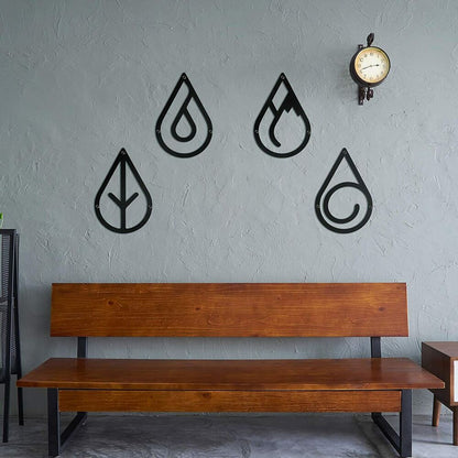 Four Elements Metal Wall Art Black Metal Wall Decor Hanging Elements Metal decor