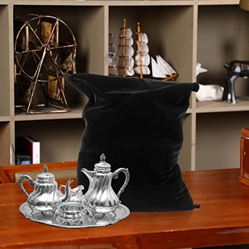 LEIFIDE Silver Storage Bags Oversized 24" x 30" Black Zipper Anti Tarnish...