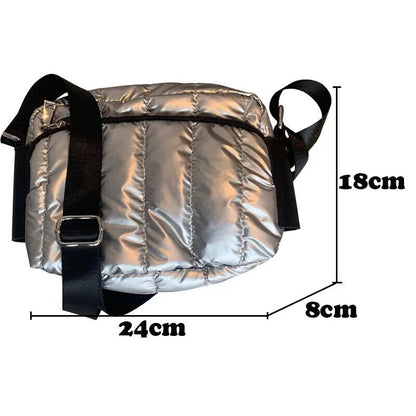 Shoulder Bag Women 2023 Winter Crossbody Down Bag Handbag Wide Shoulder