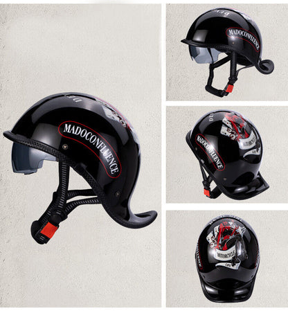 Unisex Motorcycle Helmet Vintage Half Helmet Men Women Scoop Helmet Xmas Gift