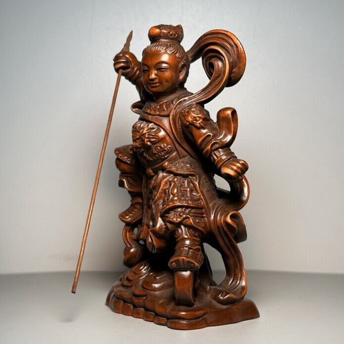 Collection Chinese Boxwood Carving Child Statue Wooden Sculpture Decor Artwork