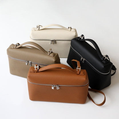 Medium Real Leather Tote Box Clutch Bag Shoulder Bag Crossbody Purse Fashion