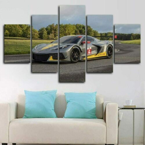 Chevrolet Corvette C8R Car 5 Panel Canvas Print Poster Wall Art Home Decor