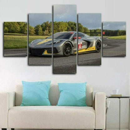 Chevrolet Corvette C8R Car 5 Panel Canvas Print Poster Wall Art Home Decor