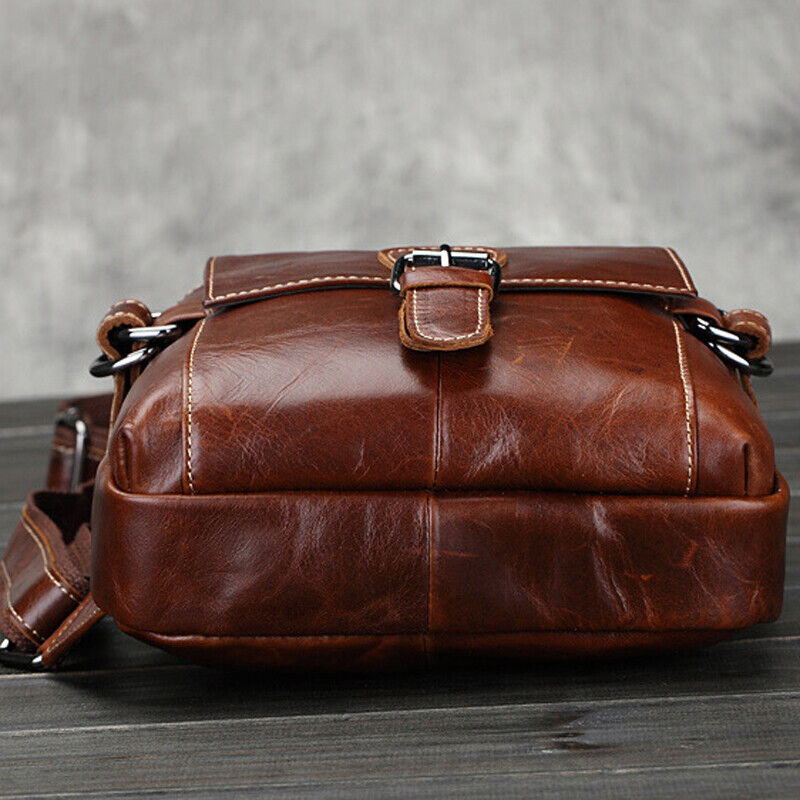 Sling Backpack Oil Wax Leather Chest Bags Cowhide Vintage Crossbody Shoulder Bag