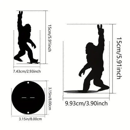 Funny Gorilla Metal Silhouette Garden Stake For Fence Top, Lawn