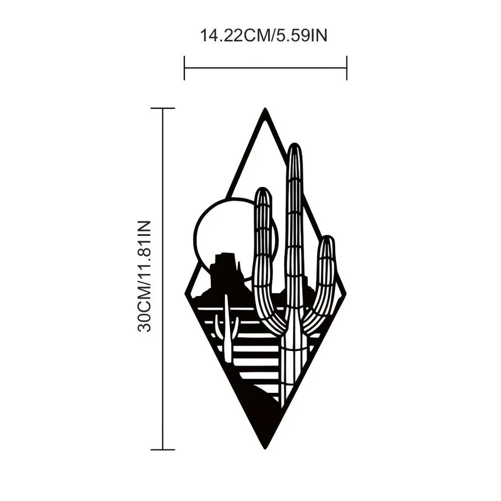1pc Metal Cactus Art Wall Decor, Metal Wall Decor, Sunset Wall Sign, Wall Art