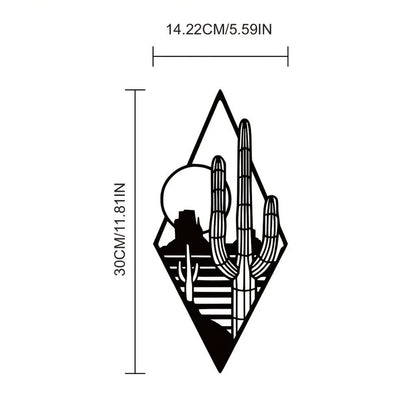 1pc Metal Cactus Art Wall Decor, Metal Wall Decor, Sunset Wall Sign, Wall Art
