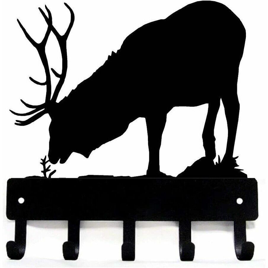Elk Bull Key Rack Hanger Wall Mounted Hook Up Pendant Wall Art Home Decor
