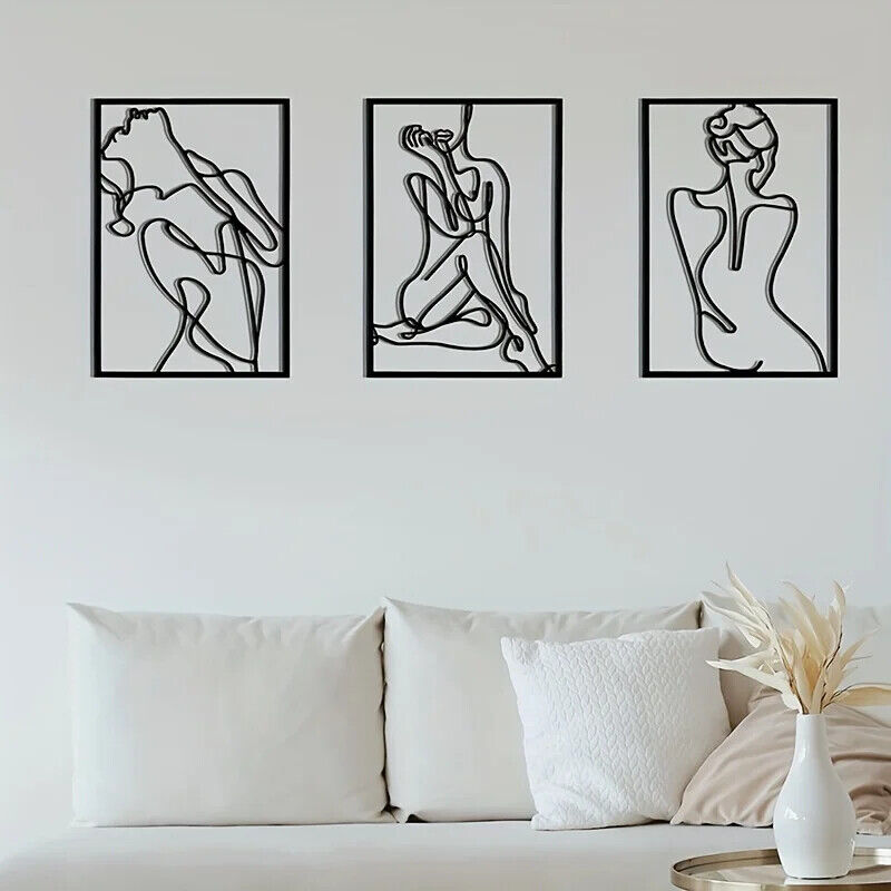 3pcs, Metal Wall Sculptures, Woman Wall Art Line Drawing Wall Art Decor