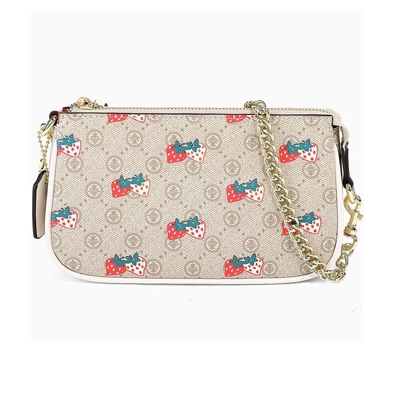 Mini Shoulder Bag Half Moon Underarm Pouch Strawberry Purse 20*5*12 CM Polyester