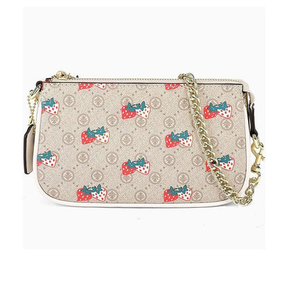 Mini Shoulder Bag Half Moon Underarm Pouch Strawberry Purse 20*5*12 CM Polyester