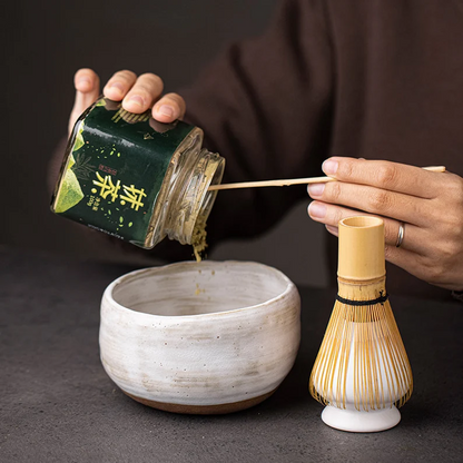 Embersceramic Ceramic Matcha Set with Bamboo Whisk and Chasen Holders