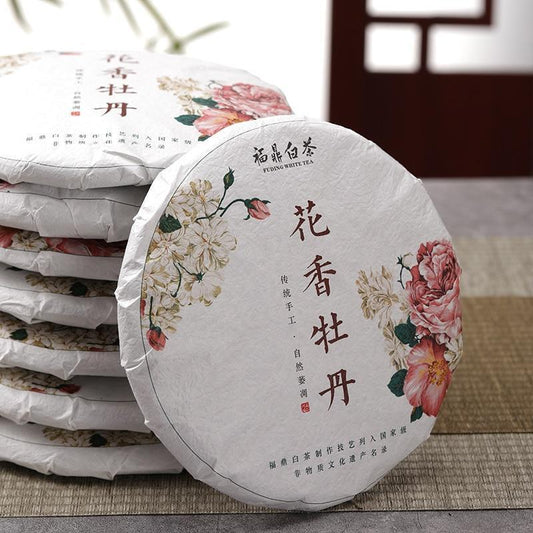 300g Fuding White Peony White Tea High Mountain Flower Fragrance Bai Cha Cake