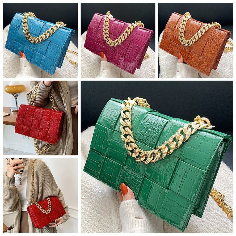 12 Colors Handbag Purse Alligator Pattern Shoulder Bag Women Chain Crossbody Bag