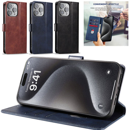 Magnetic Leather Wallet Card Case Phone Cover For iPhone 15 14 Pro Max 15 Plus