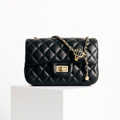 Quilted Lambskin Leather Small Flap Purse Chain Clutch Shoulder bag Crossbody