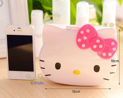 NEW Cute Bow Hello Kitty Desk Jewelry Box Cosmetic Case Stationery Box