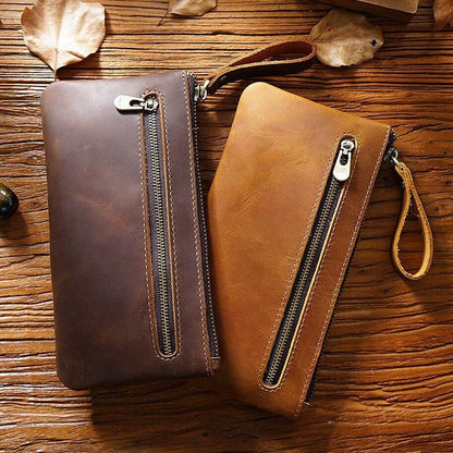 Handmade Cowhide Leather Fountain Pen Case, Pencil Case Stationery Storage Bag