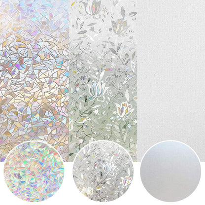 Rainbow Flower Window Privacy Film Decorative Static Cling Frosted Sticker