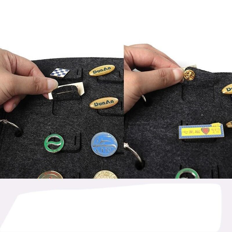 Felt Pin Brooch Display Storage Book Metal Badge Chest Organizer Box 20x2.5x26cm