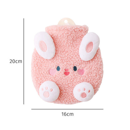 Cute Cartoon Animals Hot Water Bag w/ Plush Cover Winter Warm Hand Bottle
