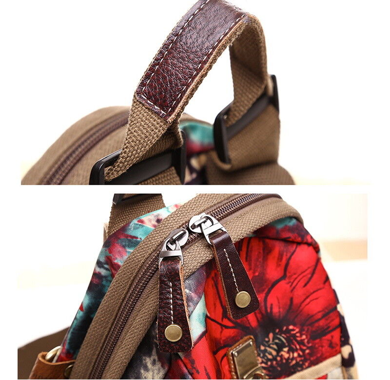 Convertible Floral Nylon Backpack Rucksack Purse Shoulder Bag Travel 2 sizes