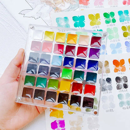 Watercolor Paint Empty Box 16/36 Grid Acrylic Transparent Magnetic Color Palette