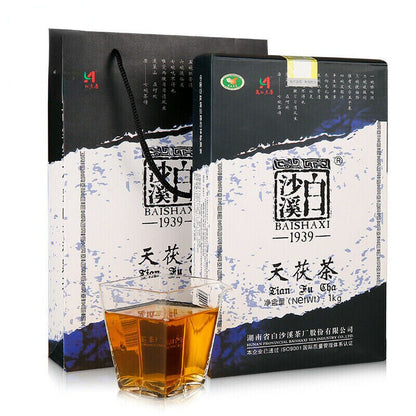 1000g TIAN FU CHA Anhua Baishaxi Dark Tea Black Tea Top Gold Flower Tea Brick