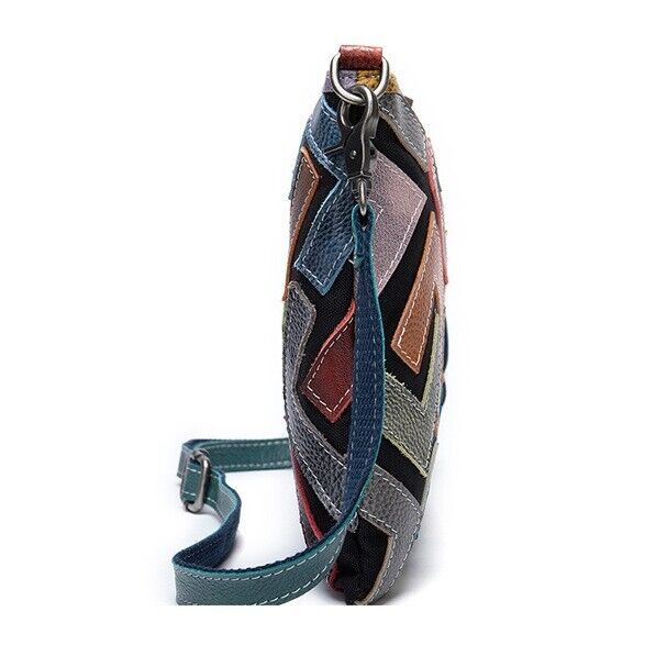 Real Leather Colorful (random) Patchwork Women's Sling Shoulder Bag Clutch Bag