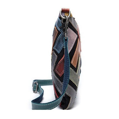 Real Leather Colorful (random) Patchwork Women's Sling Shoulder Bag Clutch Bag