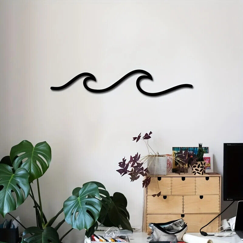 Art Sign Wall Decor Ocean Wave Wall Hanging Minimalist Lines Iron Crafts wall