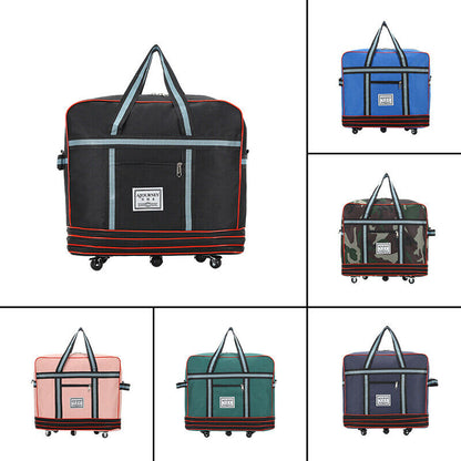 Oxford Luggage Box with Wheels Travel Bag Foldable Moving Storage Large Capacity