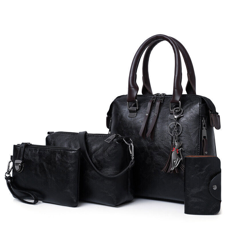 4pcs/Set Ladies Handbags Female PU Leather Shoulder Bags Women Bags Tote Bag