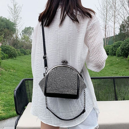 Shell Purse 19*22*13*6cm Crossbody Bag Small Kiss Lock Handbag Synthetic Leather