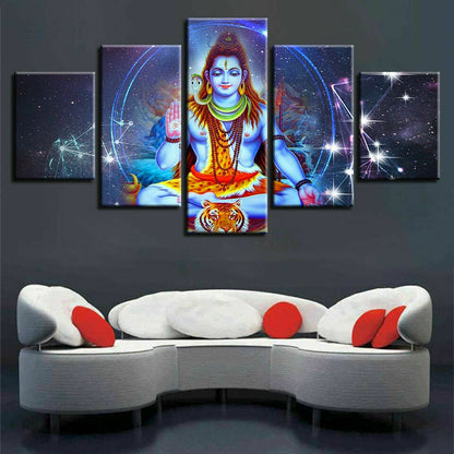Lord Shiva Blessing Hindu God Canvas Print Painting Wall Art Home Decor 5PCS
