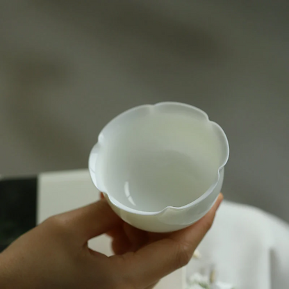 White Petal Ceramic Tea Cup Porcelain Cup of Tea 45ml
