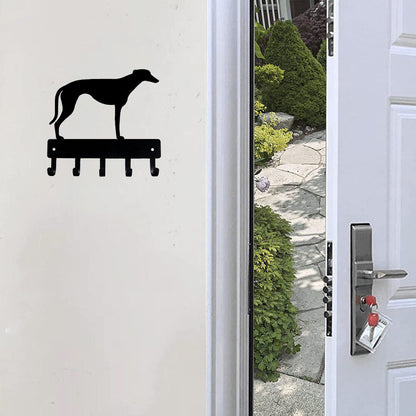 Greyhound - Key Rack & Dog Leash Hanger - 9 Inch Wide/6 Inch Wide Metal Wall Art