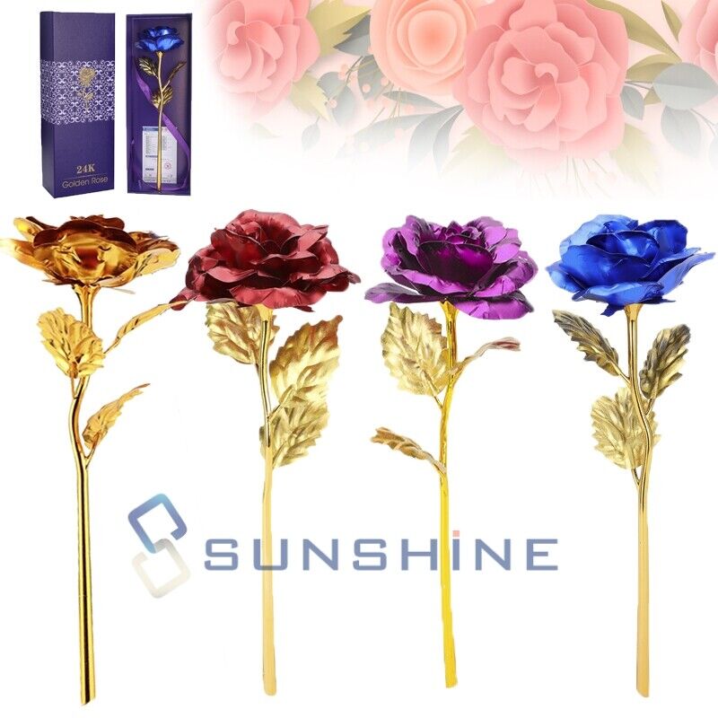 Gold Plated Real Rose 24K Dipped Flower Valentine's Day Love Gift For Her Decor